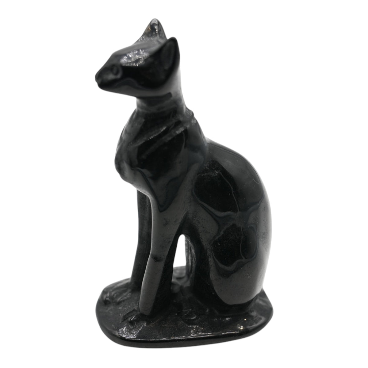 Figurine chat égyptien en obsidienne 10x6 cm