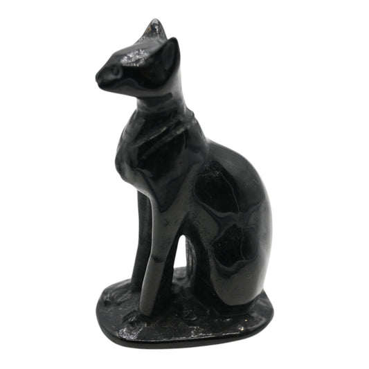 Figurine chat égyptien en obsidienne 10x6 cm
