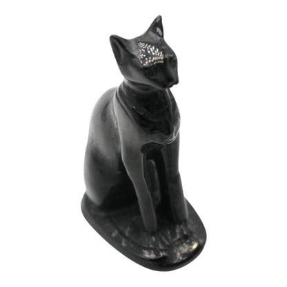 Figurine chat égyptien en obsidienne 10x6 cm