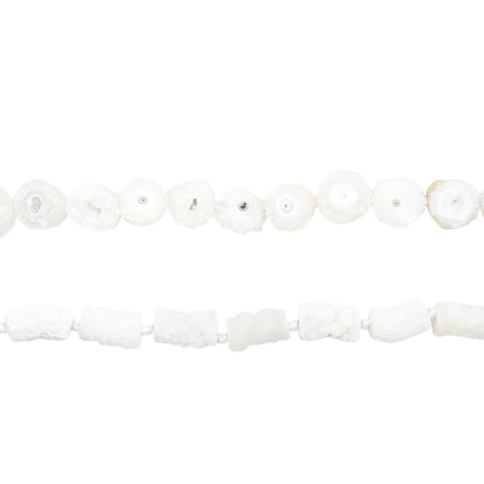 Fil de perles forme libre en Agate cristallisée (2 formes disponible)