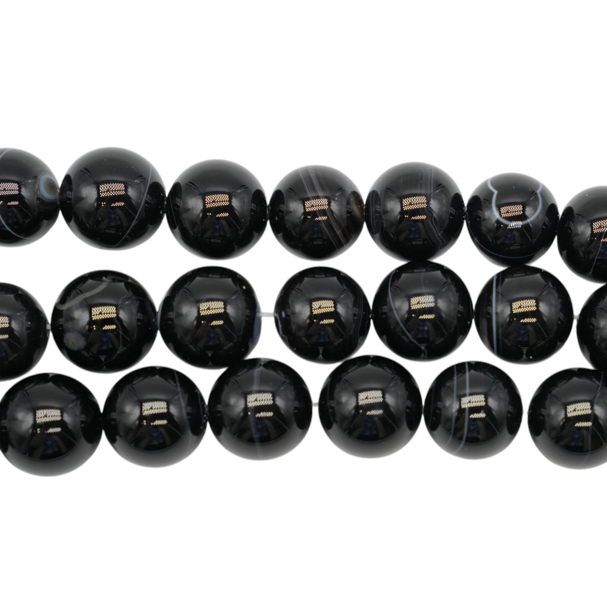Fil de perle Agate noire 20 mm