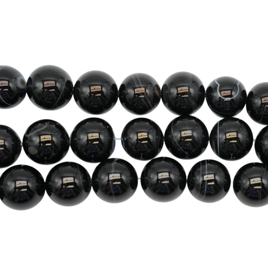 Fil de perle Agate noire 20 mm
