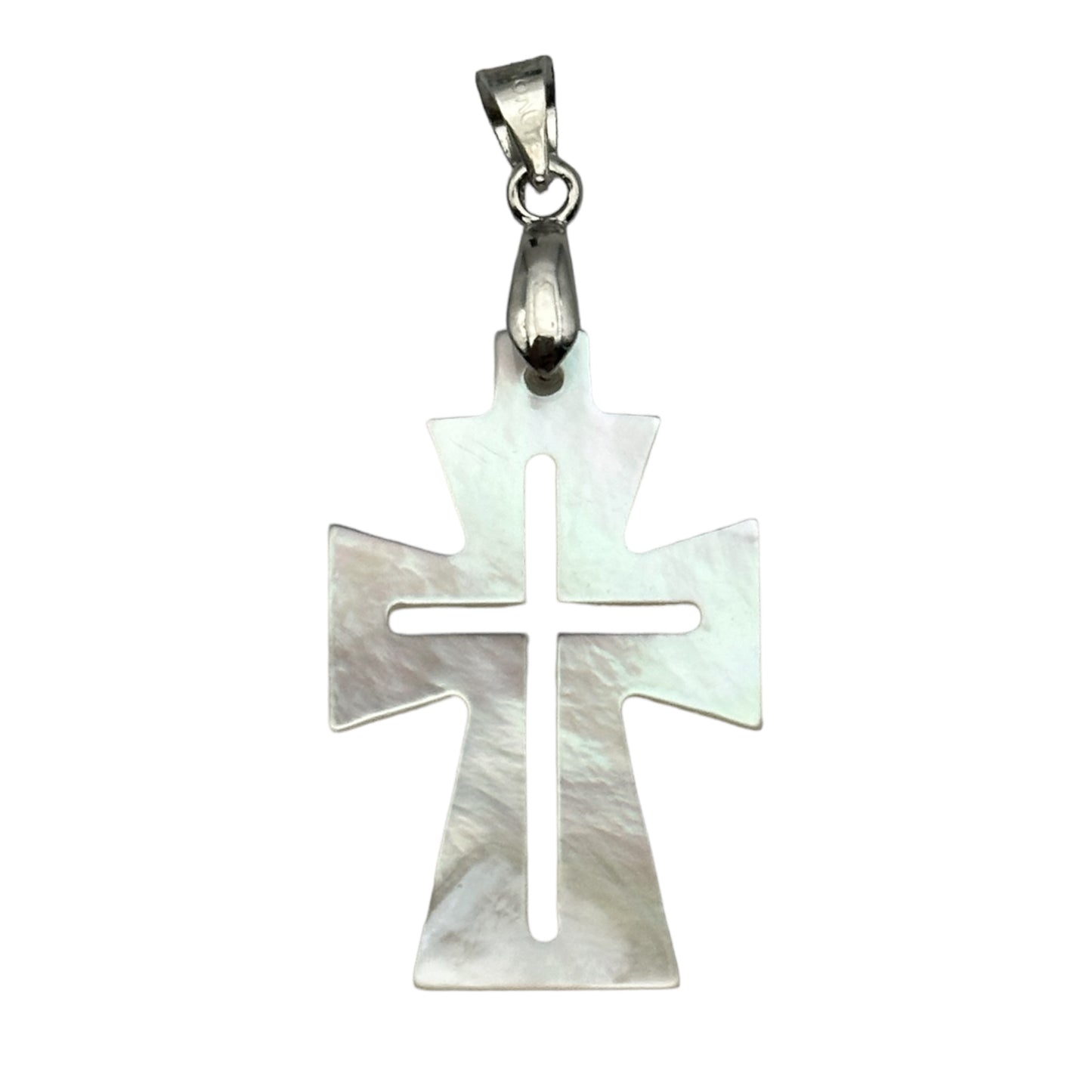 Pendentif Croix nacre blanche