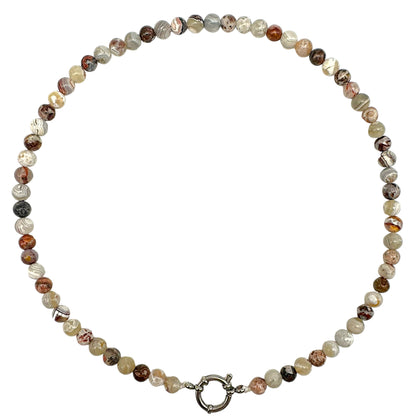 Collier en Agate Crazy attache bouée 6mm