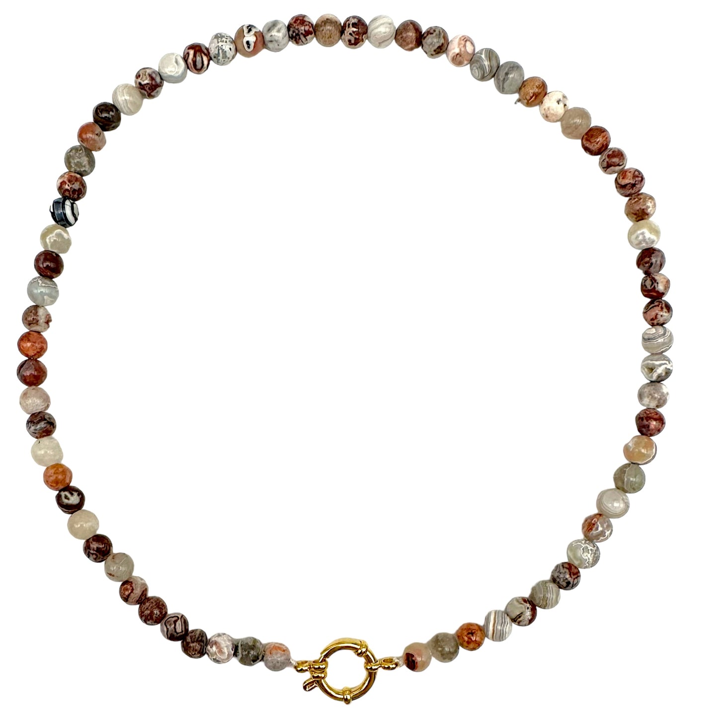 Collier en Agate Crazy attache bouée 6mm