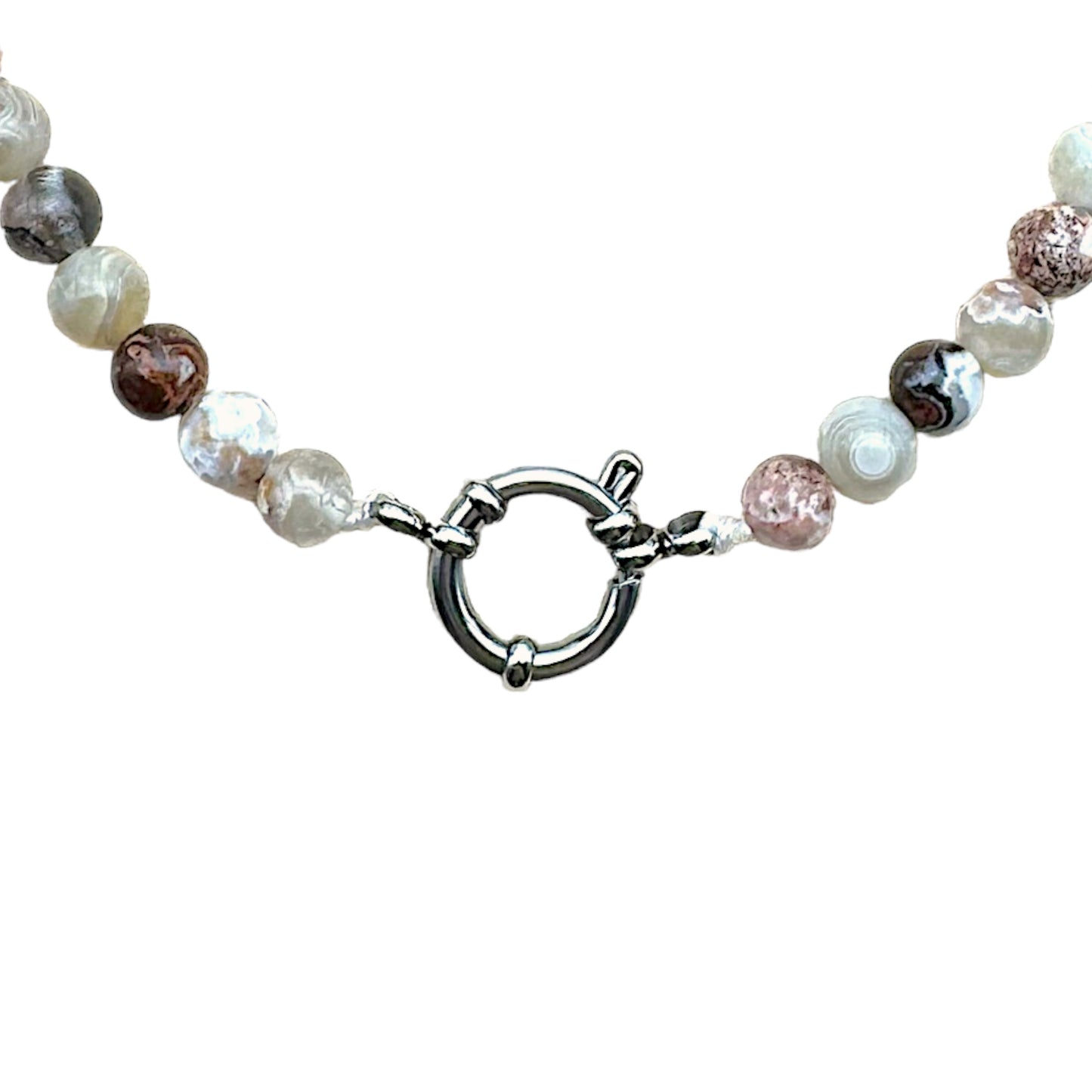 Collier en Agate Crazy attache bouée 6mm