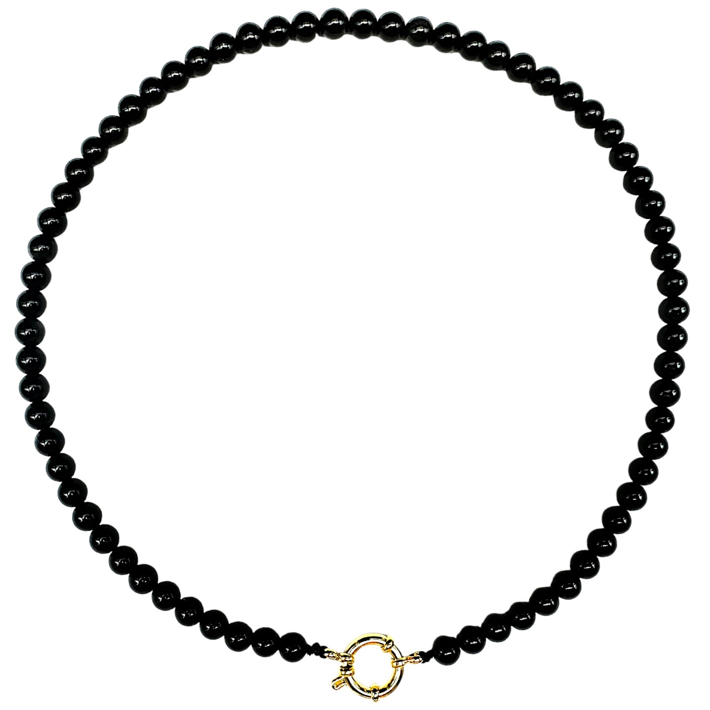 Collier boule en Obsidienne œil céleste attache bouée