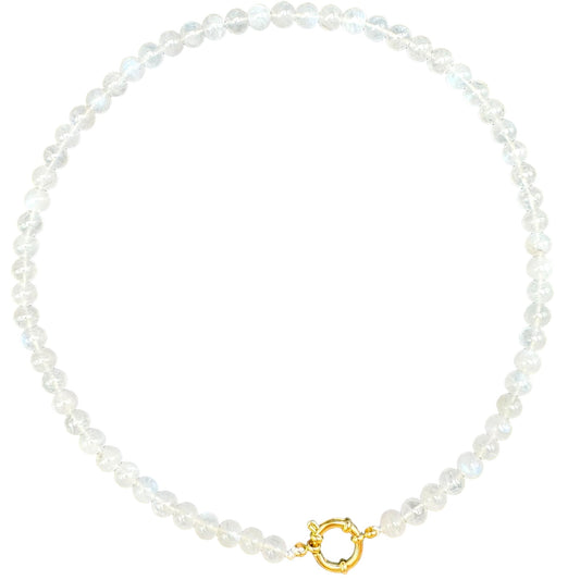 Collier en Pierre de lune bleutée attache bouée