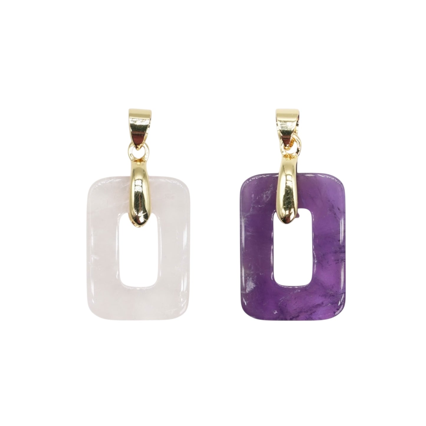 Rounded Rectangular Pendant 15x20 mm — Gold or silver bail (11 stones available)