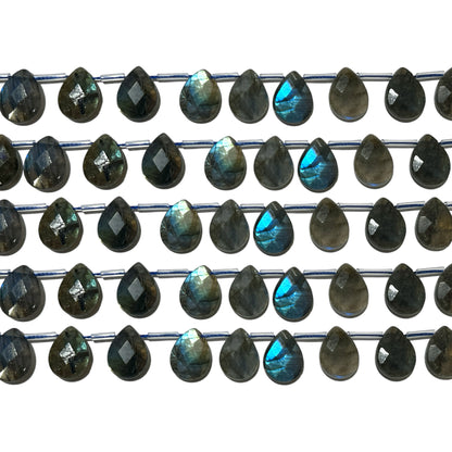 Set of 22 flat faceted drop labradorite pendants