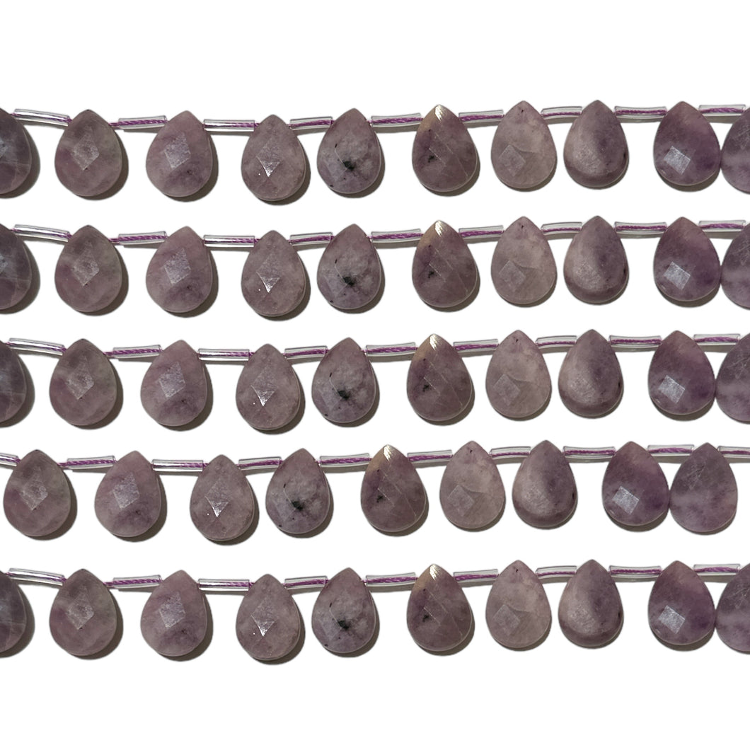 Lot de 22 pendentifs lepidolite goutte facetté plate 13x18mm