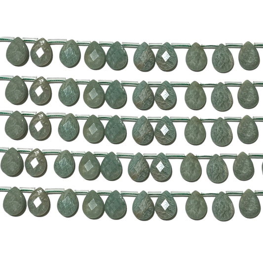 Lot de 22 pendentifs Amazonite goutte facetté plate 13x18mm