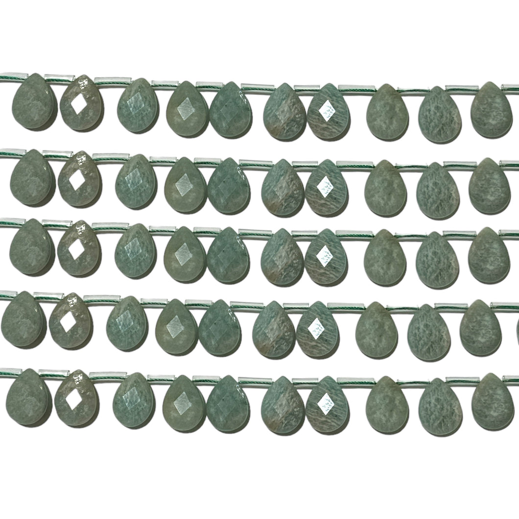 Lot de 22 pendentifs Amazonite goutte facetté plate 13x18mm