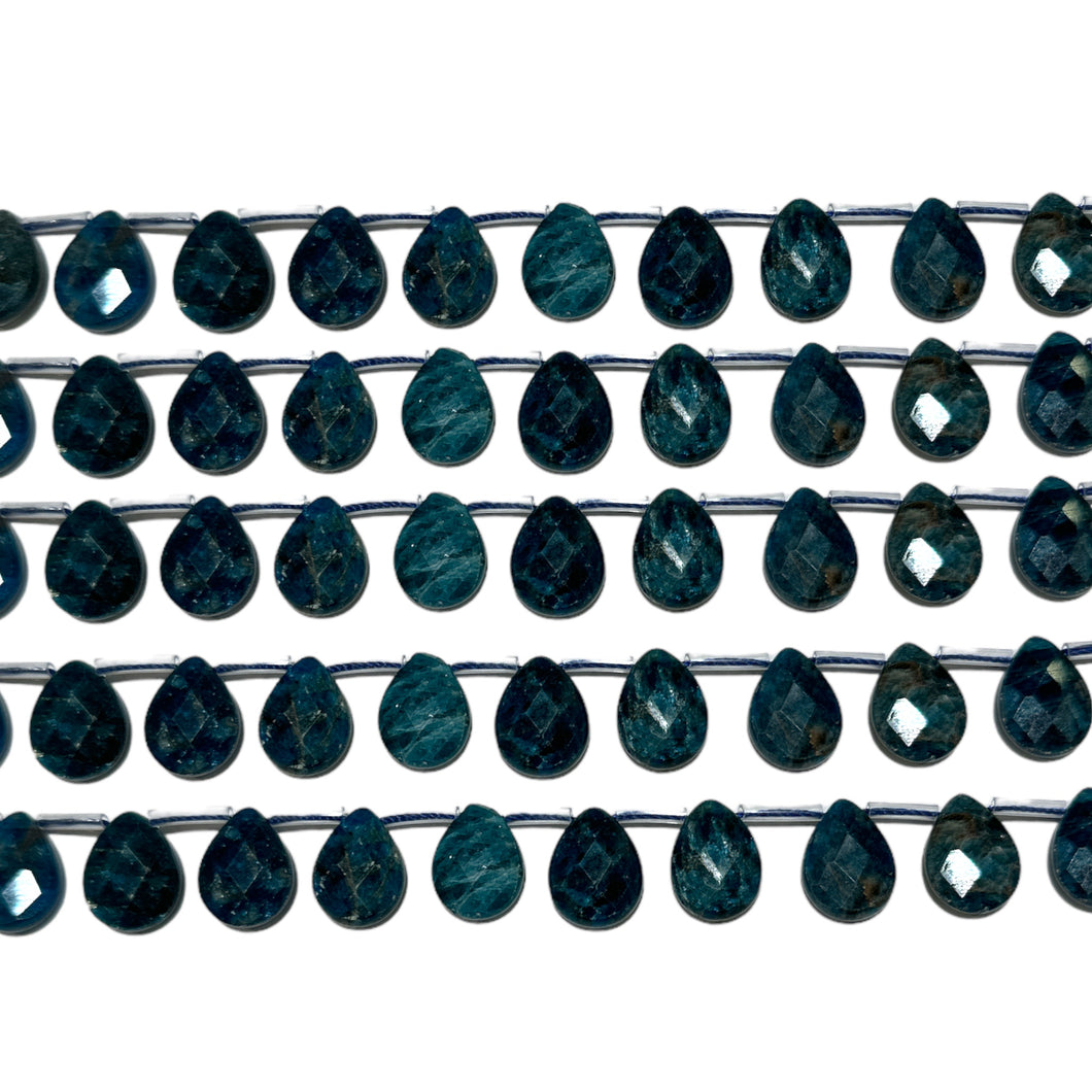 Lot de 22 pendentifs apatite bleue goutte facetté plate 13x18mm