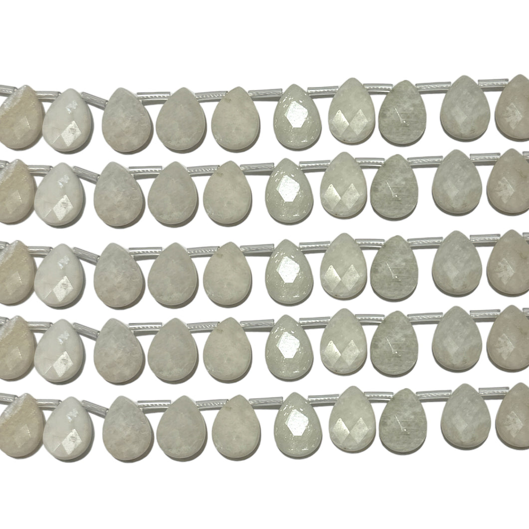 Lot de 22 pendentifs pierre de lune goutte facetté plate 13x18mm