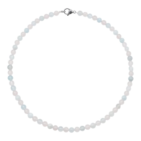 Collier Équilibre amoureux— Aigue-Marine, Quartz rose (numéro 9)