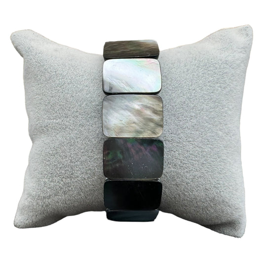 Bracelet rectangle en nacre d'abalone noire AA