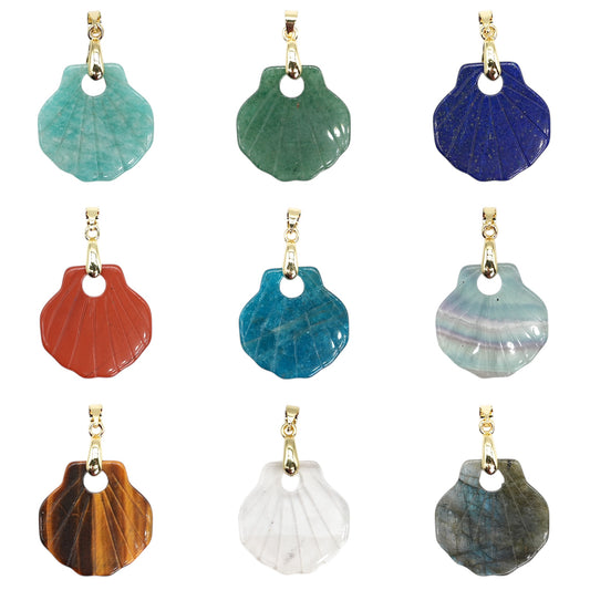 Seashell Pendant 25 mm — Gold or silver bail (11 stones available)