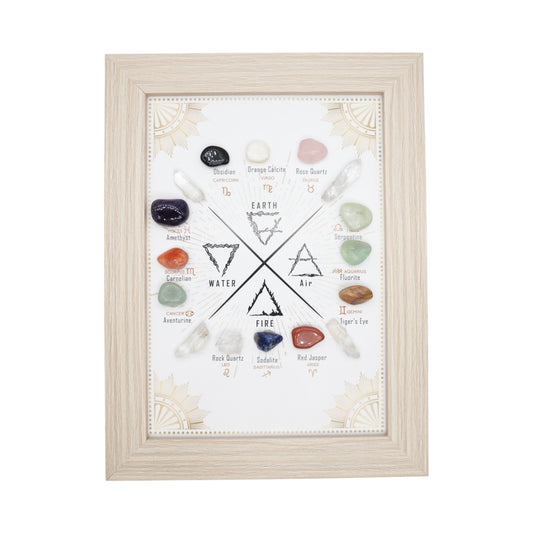 Cadre astrologique et lithothérapie 20,5x15.5 cm