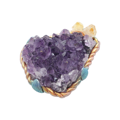 Améthyste 6x8 cm environ (140-160g) de citrine chauffée avec éléments décoratifs coquillage