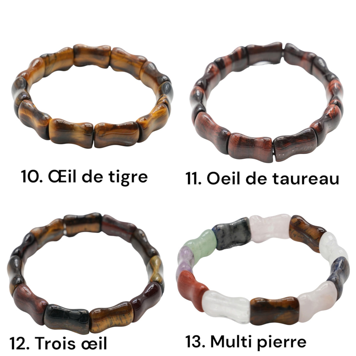 Bracelet forme os à 2 trous facetté AA+13x18x7.5 mm (14 pierres disponible) #21