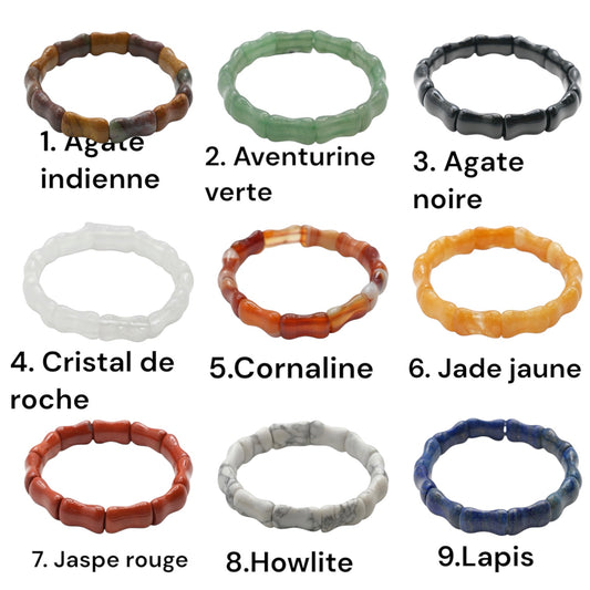 Bracelet forme os à 2 trous facetté AA+13x18x7.5 mm (14 pierres disponible) #21