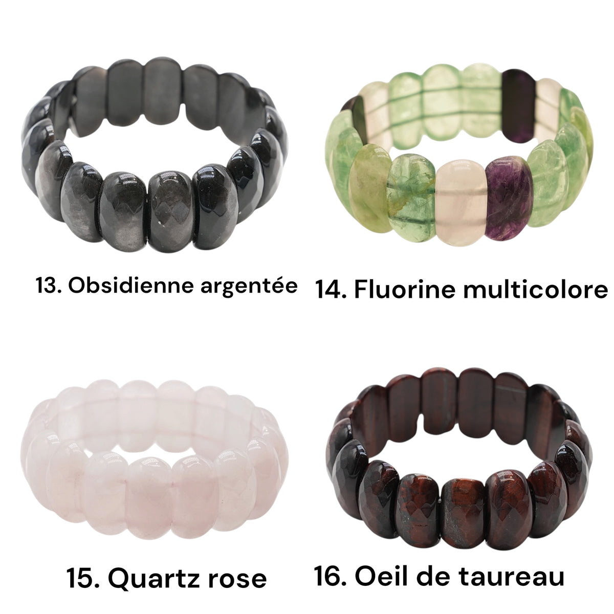 Bracelet à 2 trous facetté AA+ 13x25 mm (21 pierres disponible) #10 NEW