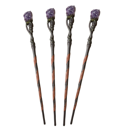 Baguette magique en améthyste artisanale pour rituel & méditation 41 cm à l’unité
