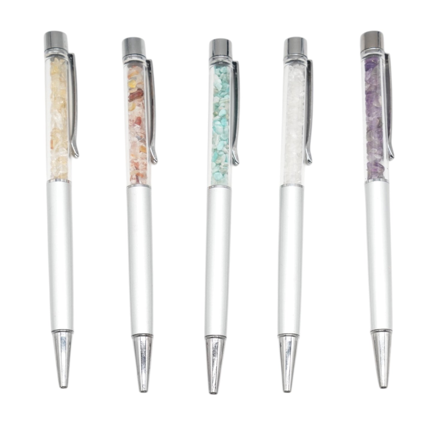 Stylo noir avec mini pierre (10 pierres disponible)