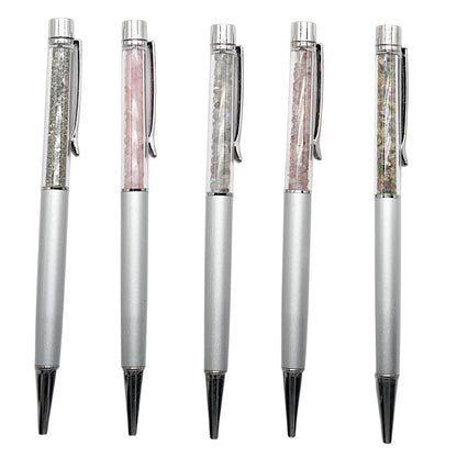 Stylo noir avec mini pierre (10 pierres disponible)