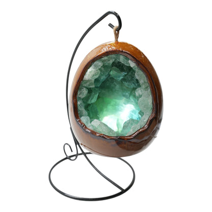 Lampe en oeuf en Fluorine verte & & en céramique avec support noir inclus RESTOCK