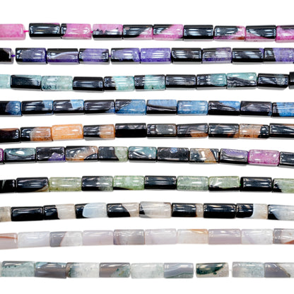 Fil de perles en Agate rectangulaire cubique 10x20 mm (10 pierres disponible)