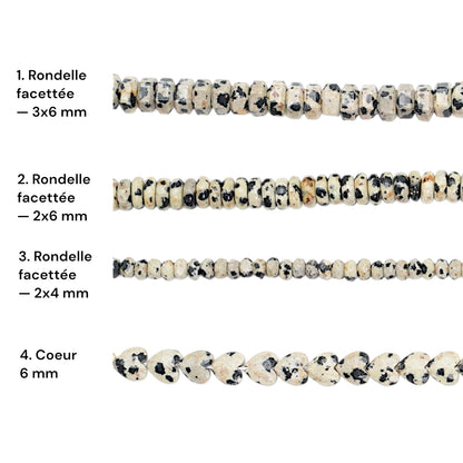 Fil de perle Jaspe Dalmatien (4 formes disponible)