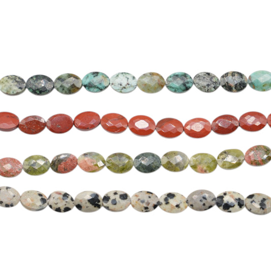 Fil de perle ovale facetté plat 6x8 mm (4 pierres disponible)