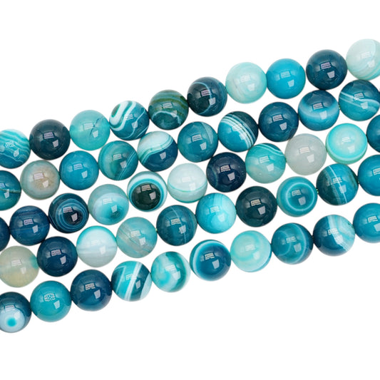 Fil de perle Agate verte/bleue chauffée