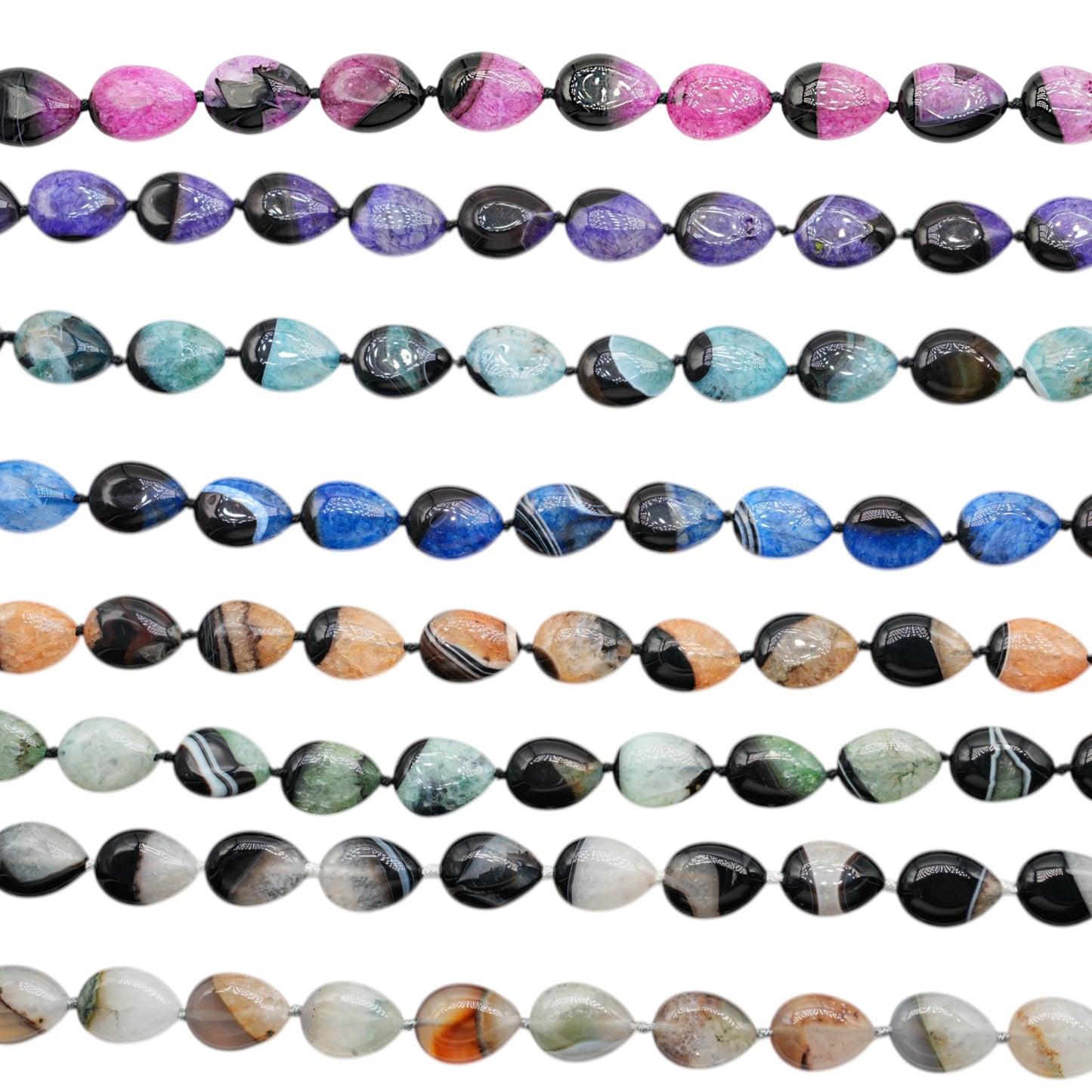 Fil de perles en Agate goutte 15x20 mm (8 pierres disponible)