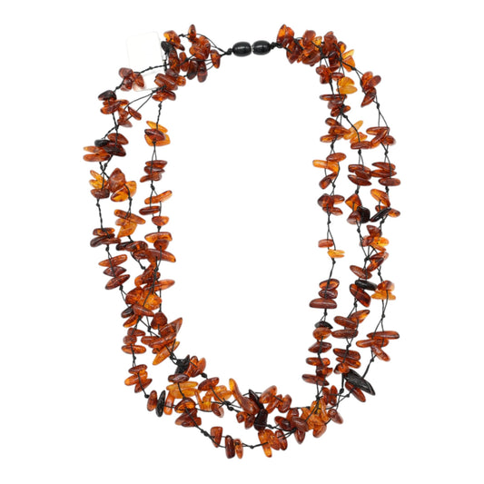 Collier 3 tours Ambre foncé pour adulte