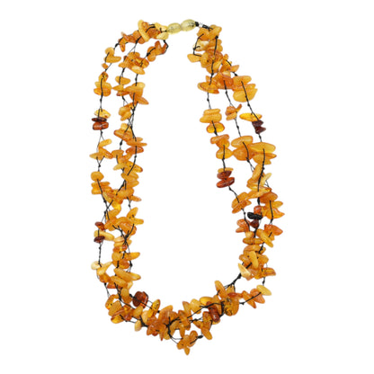 Collier 3 tours Ambre jaune pour adulte