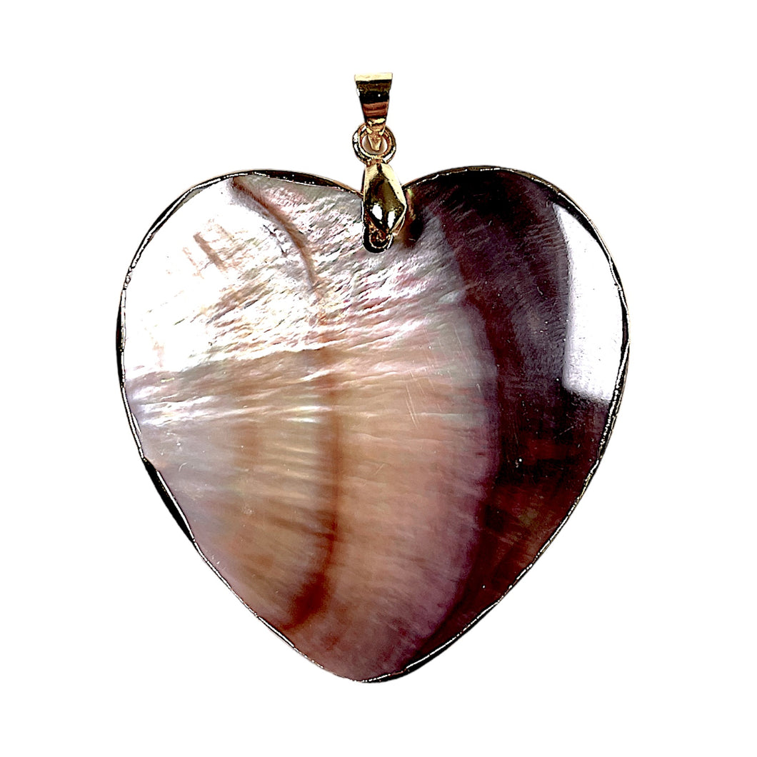 Pendentif coeur en nacre d’abalone noir