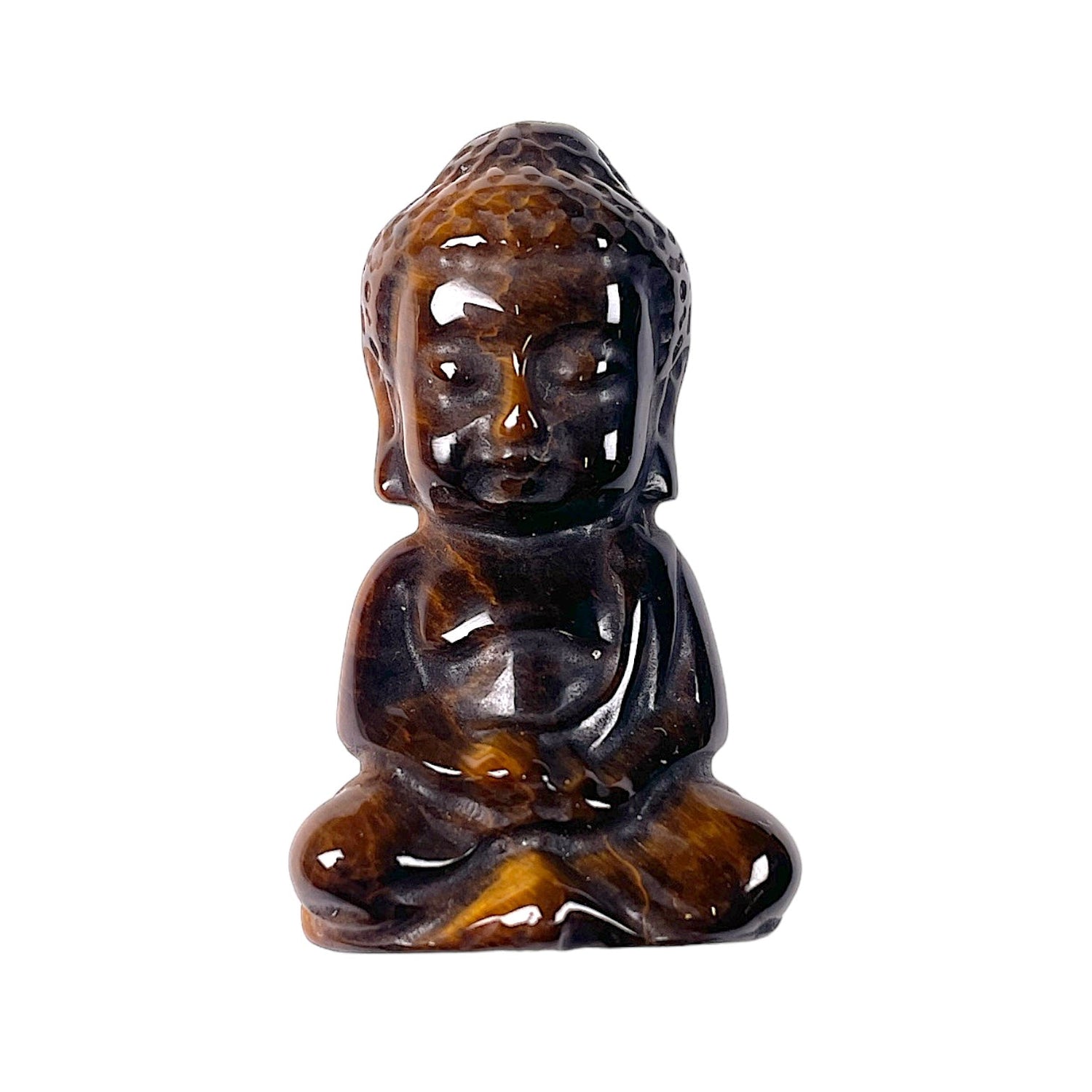 Figurine bouddha en oeil de tigre - Foliesbijoux