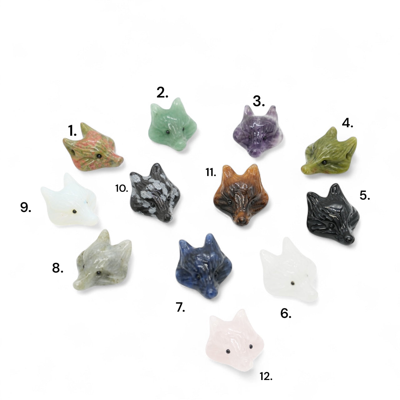 Pendentif Tête de Renard percé sur le côté (12 pierres disponible)