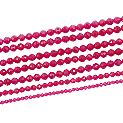 Fil Corindon rouge (Rubis) en perle facetté AAA