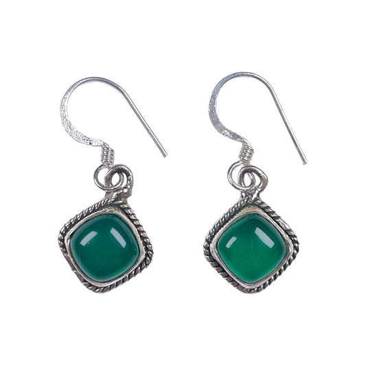 Boucle d'oreille en Argent 925 & agate verte