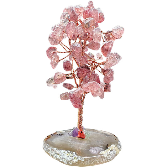 Arbre de vie en Quartz fraise - Foliesbijoux