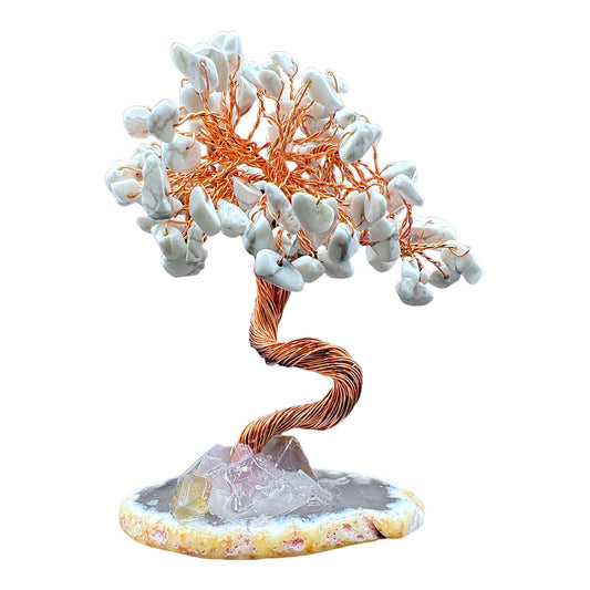 Arbre de vie en howlite blanche