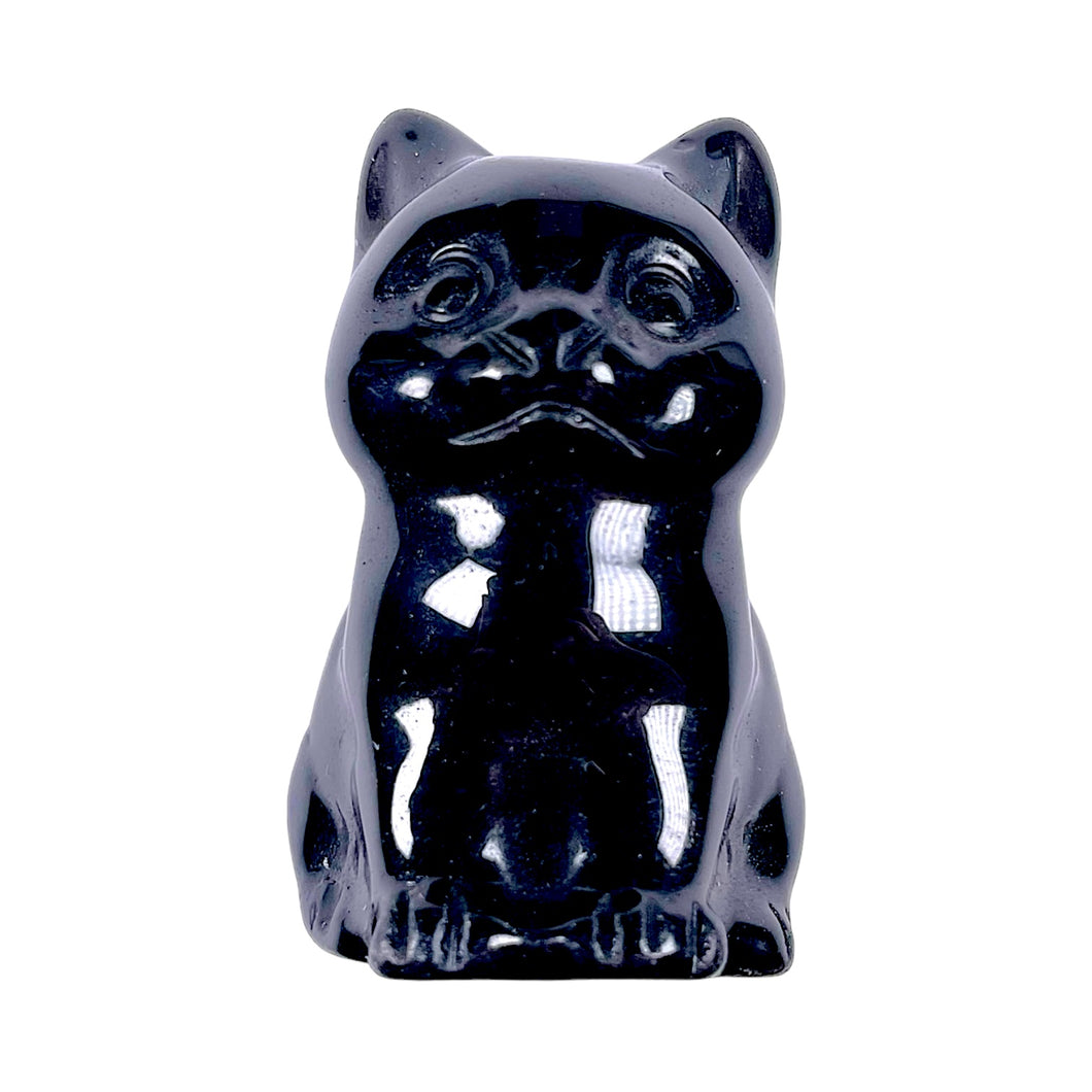 Figurine chat en Obsidienne noire