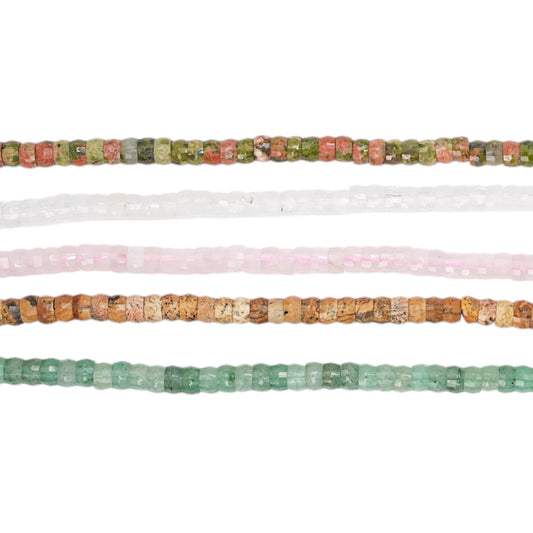 Fil de perles rondelle facettées 2x4 mm (5 pierres disponible)