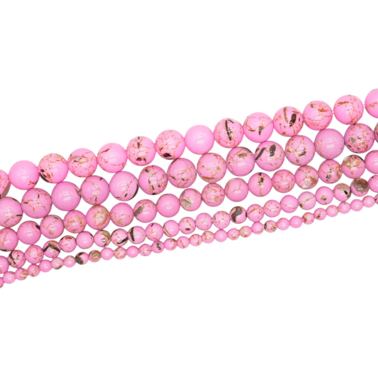 Fil de perle Howlite coquillage rose bonbon chauffé