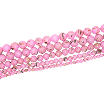 Fil de perle Howlite coquillage rose bonbon chauffé