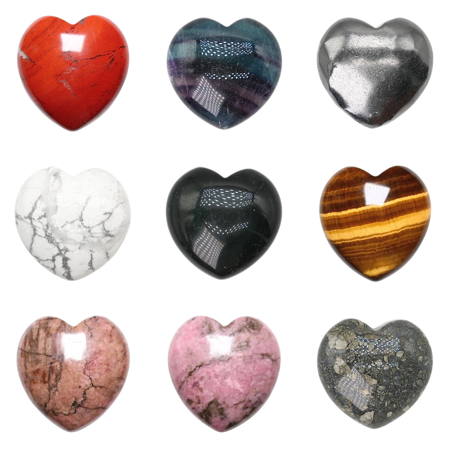 Coeur bombé 3.5x3.5 cm à l'unité (14 pierres disponible)